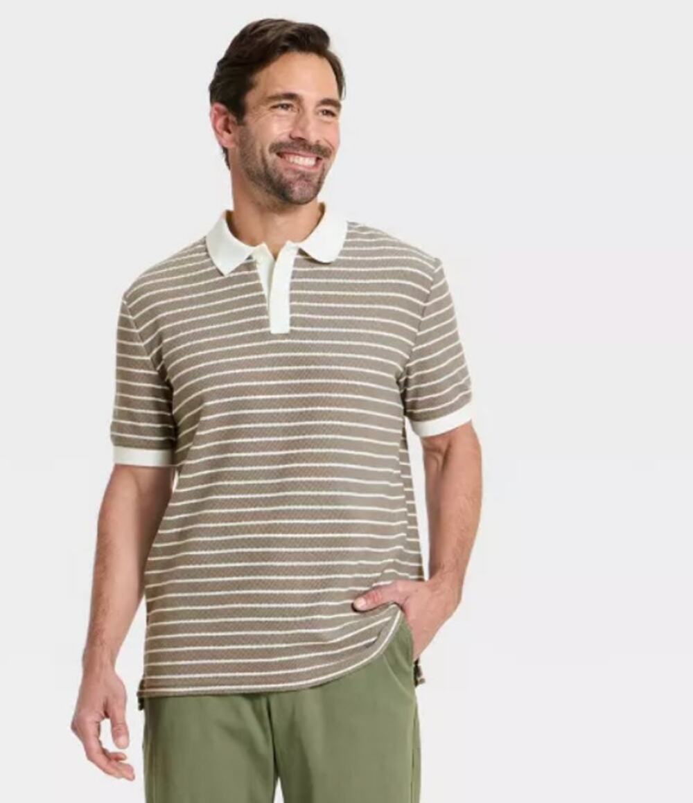 Goodfellow & Co. - Men's - Striped Polo Shirt - Tan - Size Small - NWT